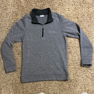 Columbia Gray Heather Quarter-Zip Pullover with Black Collar